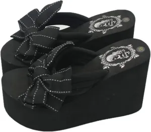 Mamilove Womens Chunky High Platform Wedge Flip-flops Sandals 7.5 Black