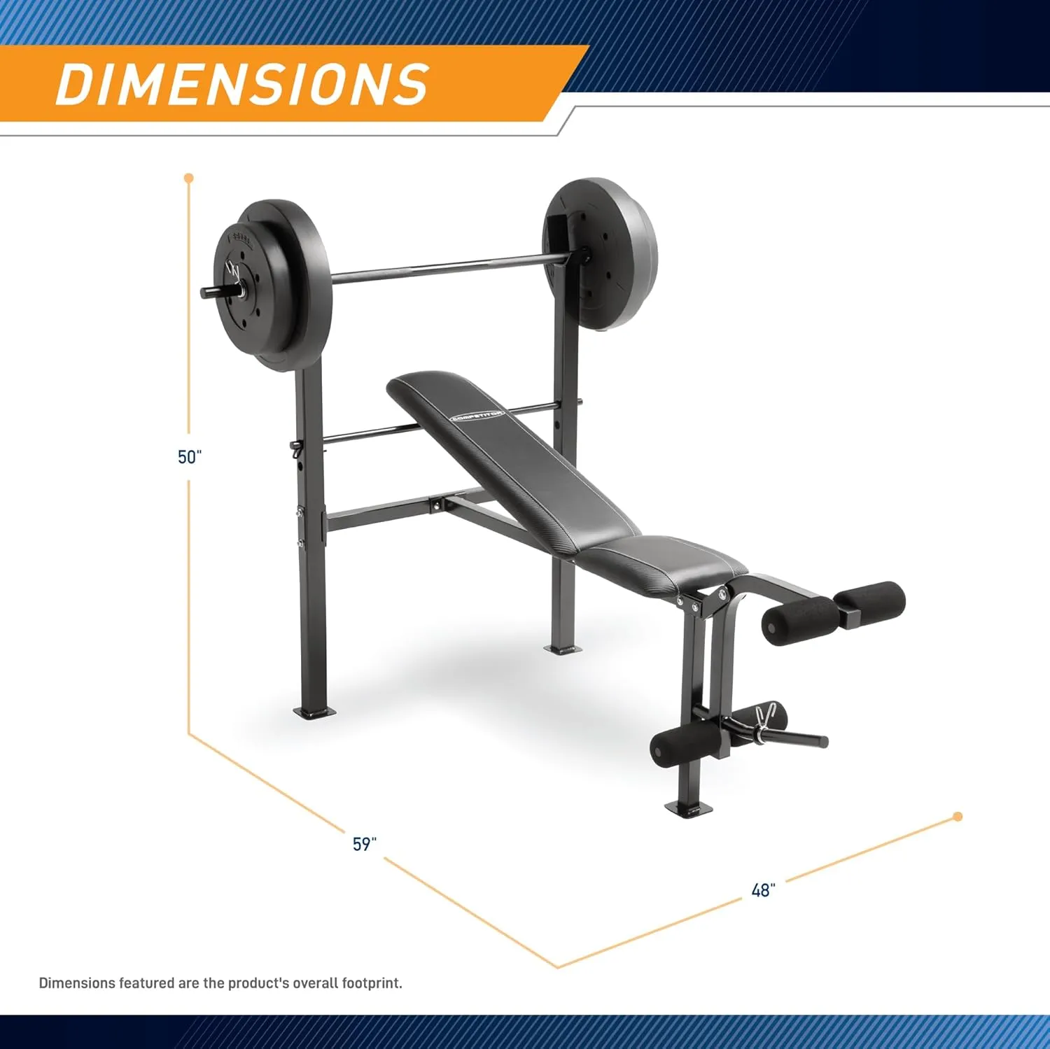 Marcy Standard Weight Bench with 80lbs to 100 lbs Vinyl-Coated Weight Set for Strength Training, Weight Lifting for Personal Home Gym