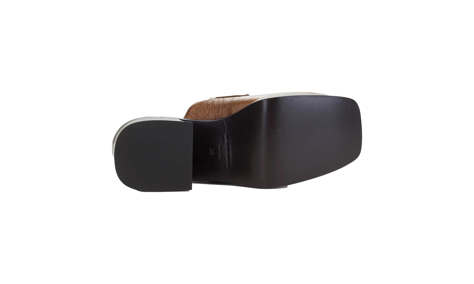 MARNI LEATHER HEELED MULE BROWN "BROWN"