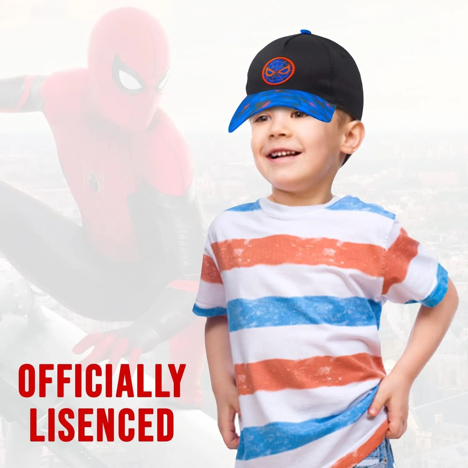 Marvel Spiderman Hat for Boys, Breathable Spiderman Baseball Cap for Toddlers, Boys Ages 3-9
