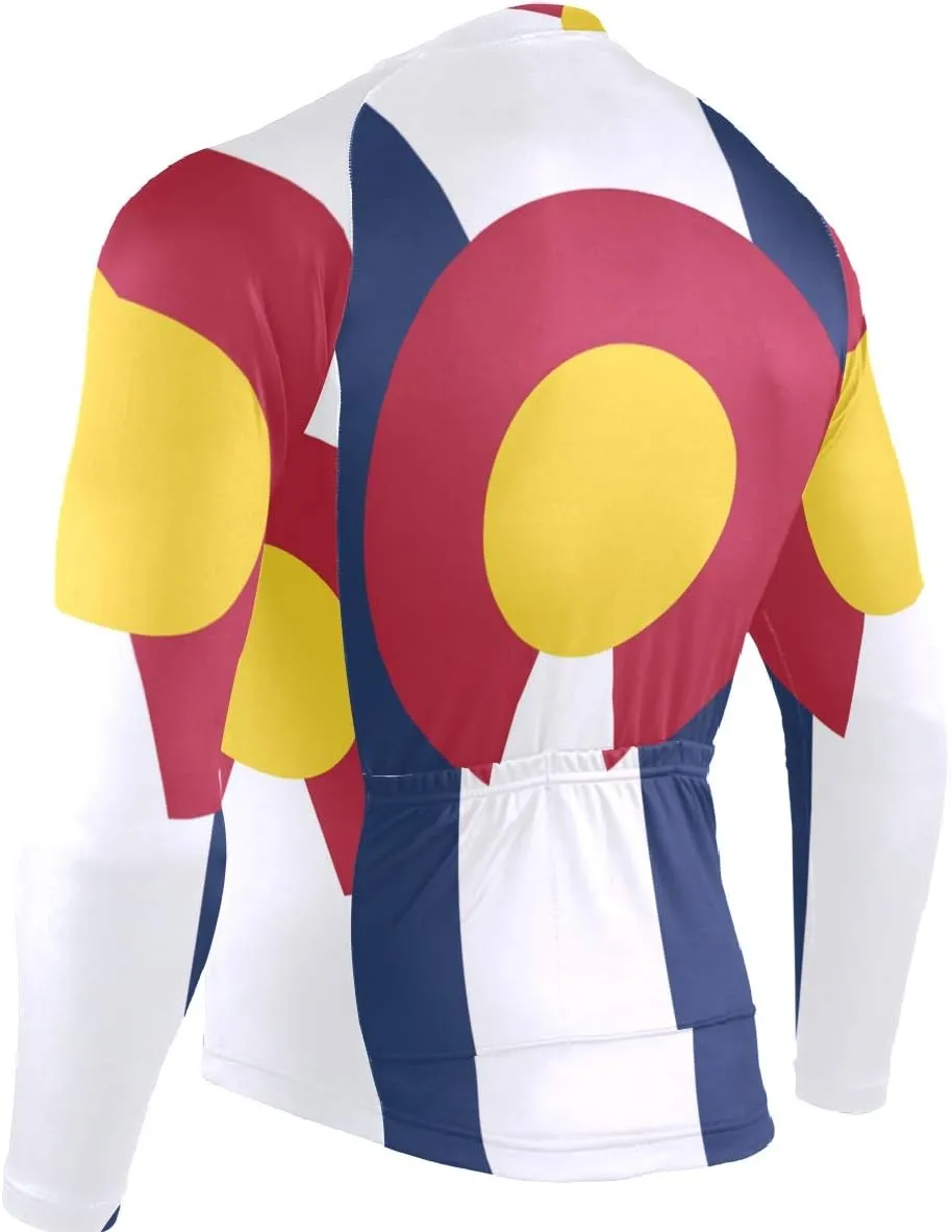 Maryland Flag Men's Cycling Jersey Long Sleeve Breathable Biking Shirts Gear Style