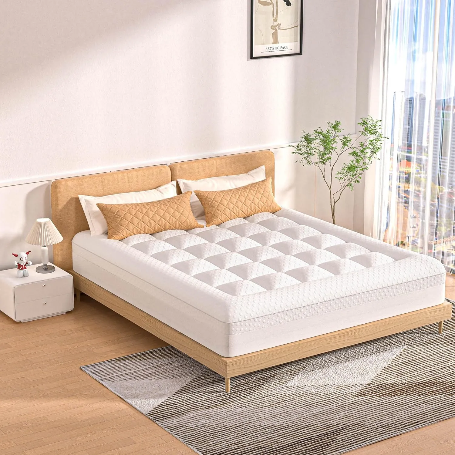 Mattress Topper King Size, 3 Inch King Mattress Topper Dual Layer, 1 Inch Pillow Topper and 2 Inch Cooling Gel Memory Foam Mattress Topper for Back Pain