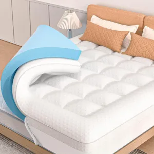 Mattress Topper King Size, 3 Inch King Mattress Topper Dual Layer, 1 Inch Pillow Topper and 2 Inch Cooling Gel Memory Foam Mattress Topper for Back Pain