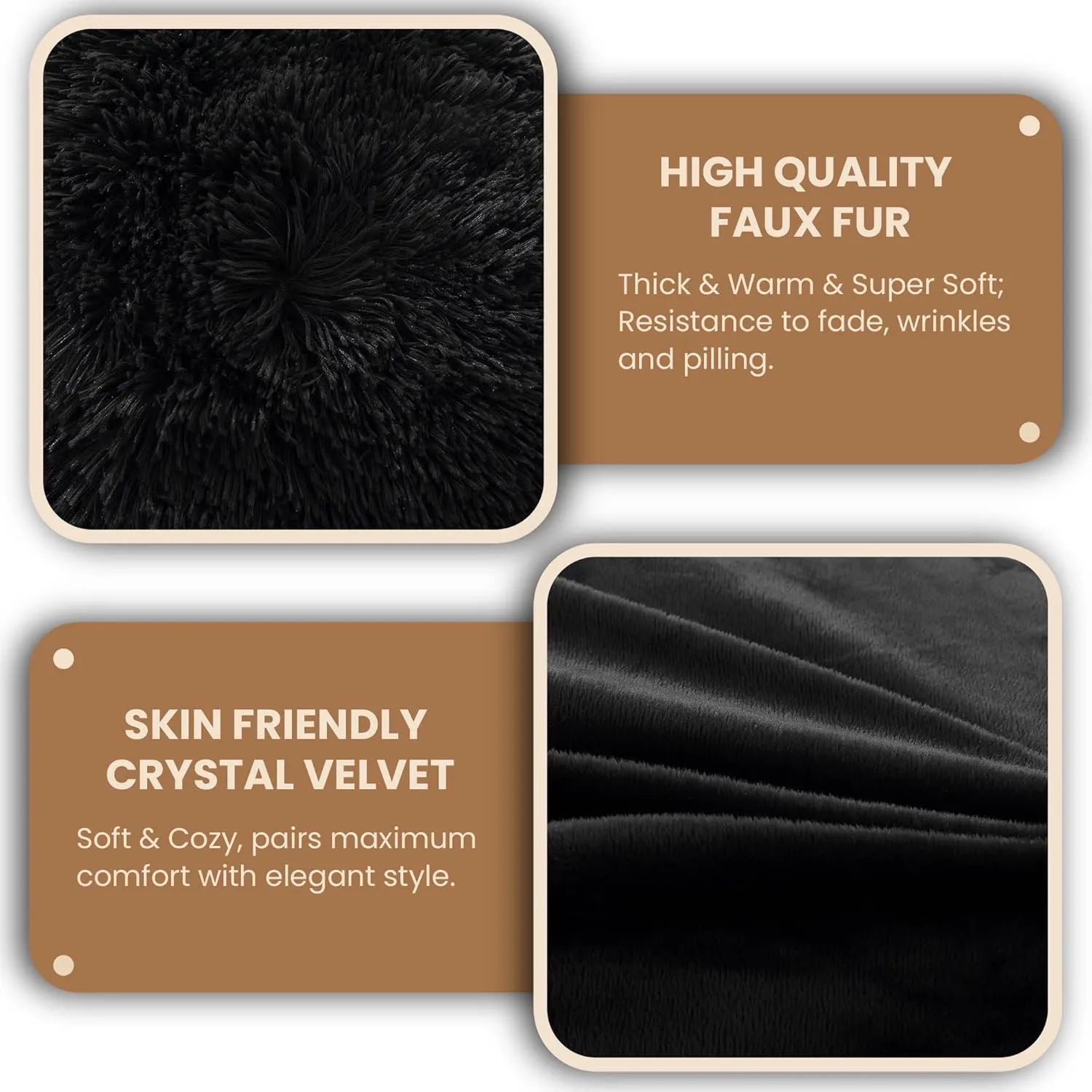 MEGO Luxury Fluffy Body Pillow Cover, 20x54 Shaggy Faux Fur Body Pillow Case, Black Soft Plush Fuzzy Body Pillowcase, Decorative Furry Long Bed Pillow with Zipper Closure Hug Pillow for Bedroom Black