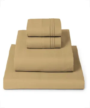Mellanni Queen Sheets Set - 4 PC Iconic Collection Bedding - Hotel Luxury, Extra Soft, Cooling Bed Sheets - Wrinkle, Fade, Stain Resistant (Queen, Gold)