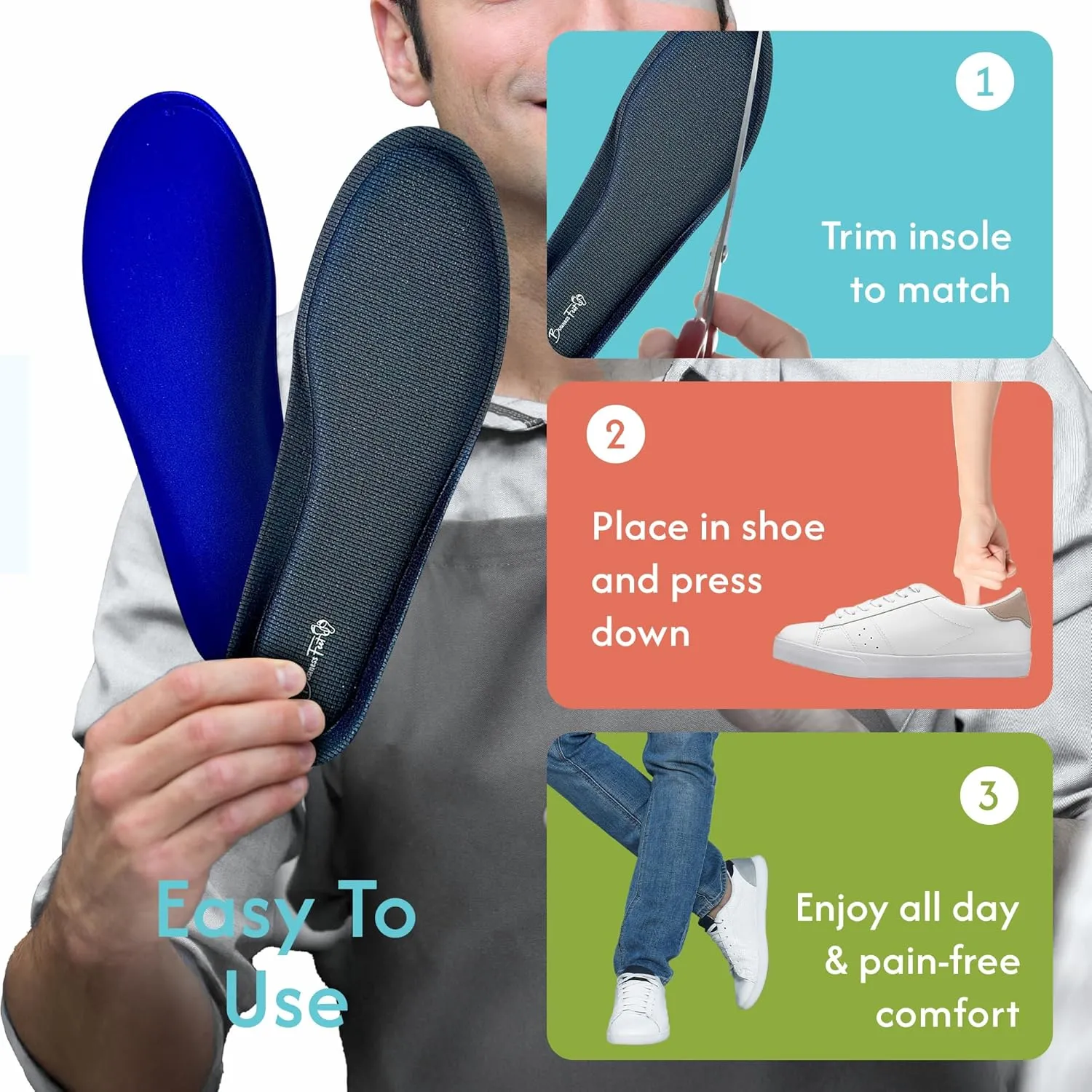 Memory Foam Shoe Inserts for Women and Men - Insole Shoe Inserts for All Day Comfort, Memory Foam Insoles for Women, Low Profile for Dress & Casual Shoes, Plantillas para Zapatos de Hombre - Medium
