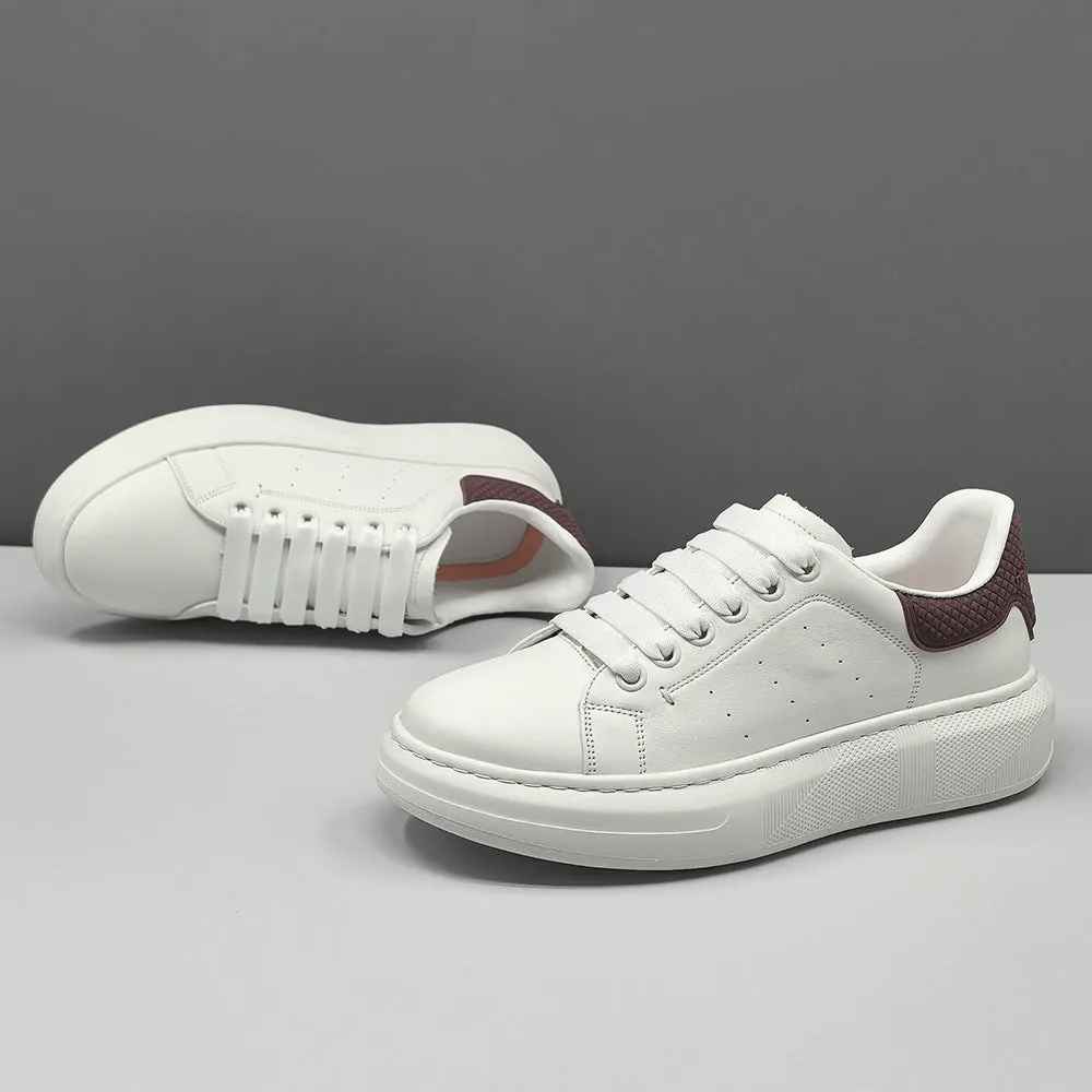 Men Fashion Breathable Leather Flat Court Sneakers
