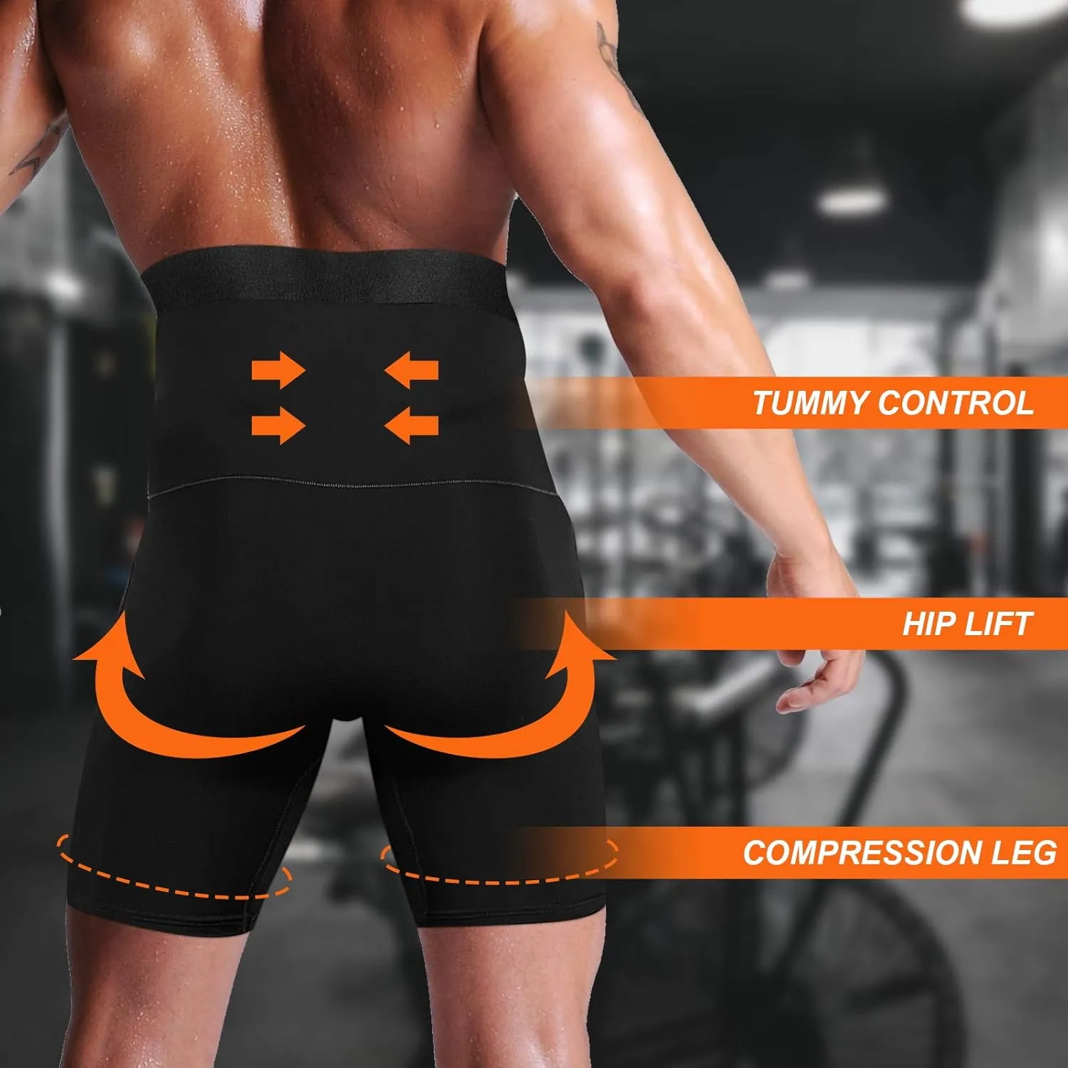 Men Shapewear Compression Body High Waist Tummy Control Slimming Bodysuit Boxer Briefs Long Leg Underwear for Men