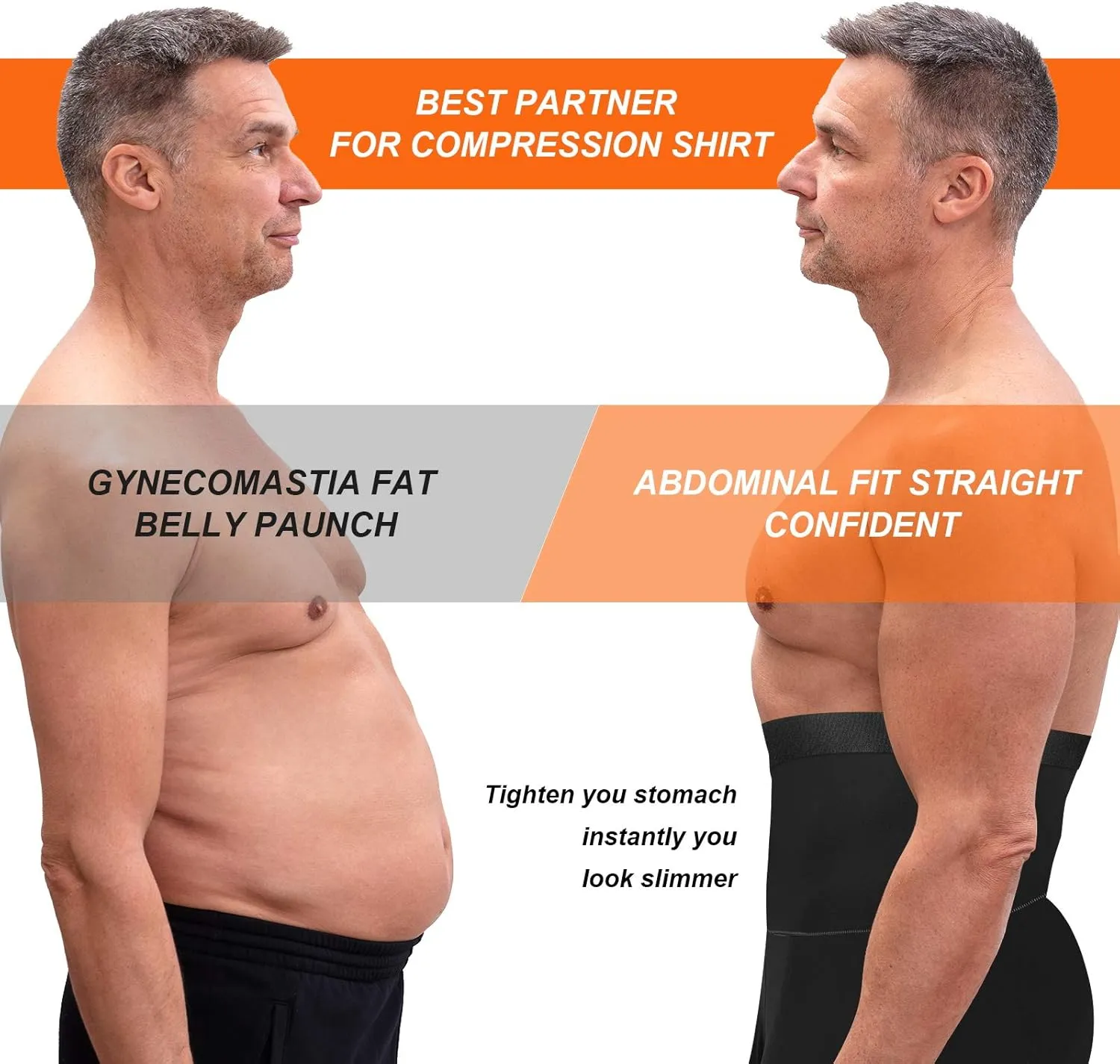 Men Shapewear Compression Body High Waist Tummy Control Slimming Bodysuit Boxer Briefs Long Leg Underwear for Men