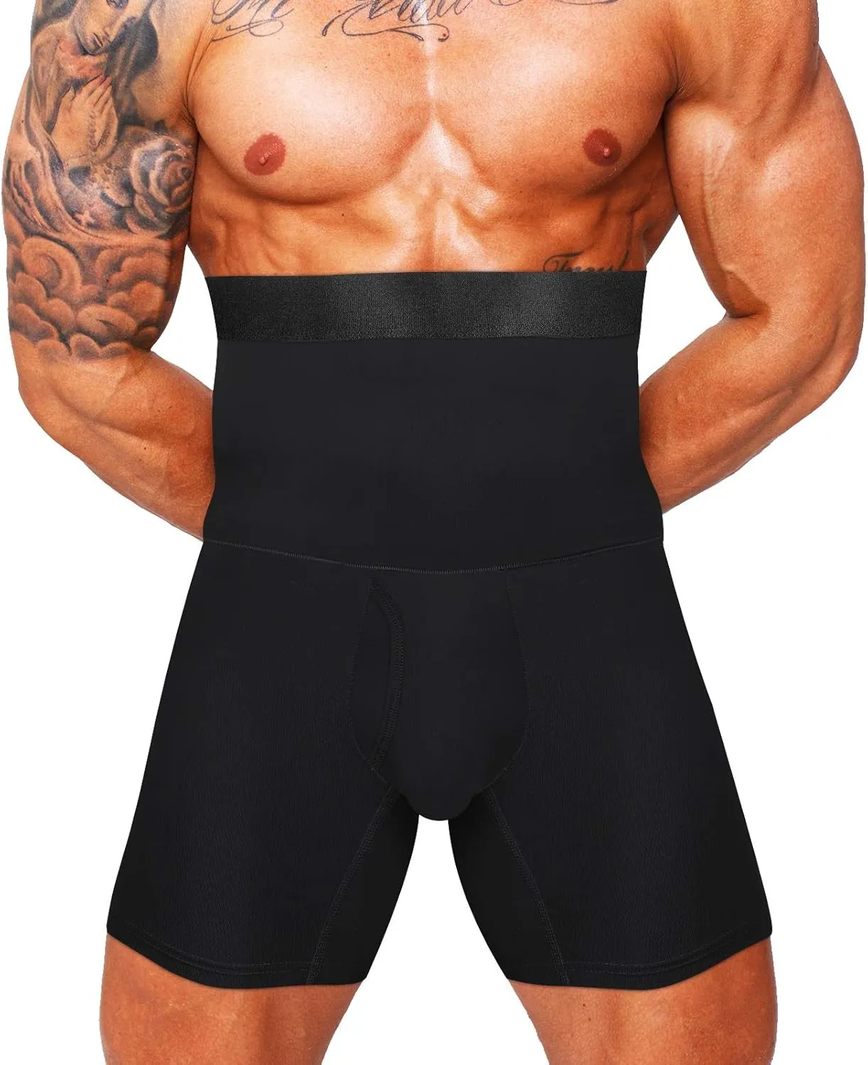 Men Shapewear Compression Body High Waist Tummy Control Slimming Bodysuit Boxer Briefs Long Leg Underwear for Men
