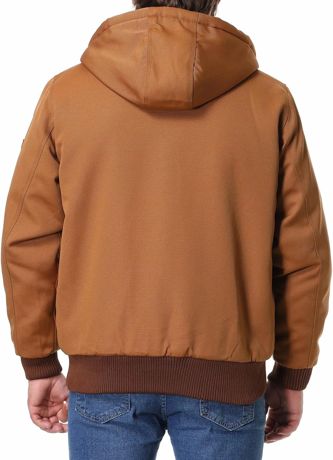 Men's Fit Relaxed Work Coat Fleece Lined Waterproof Workwear Winter Hooded Jacket with Multiple Pockets