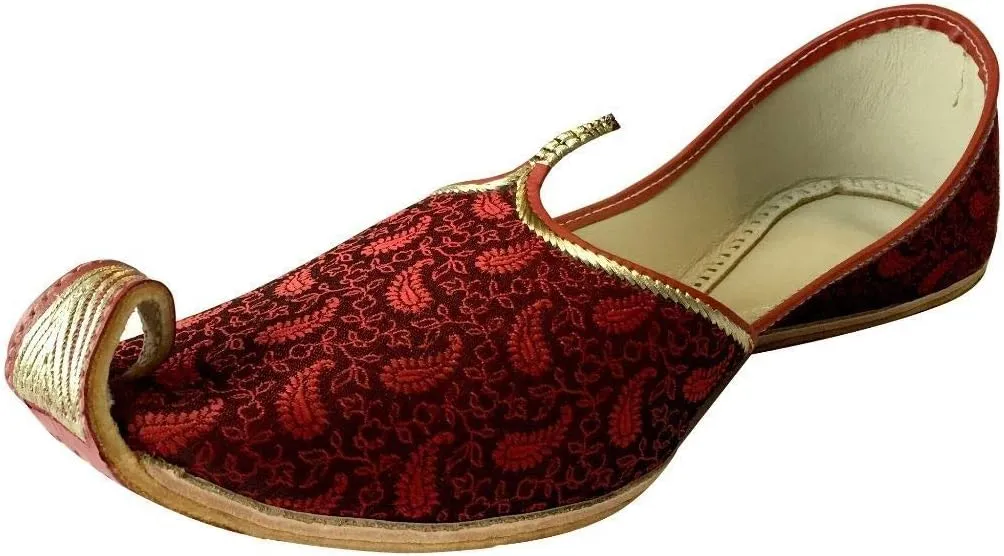 Men's Gold Khussa Shoes Punjabi Jutti Indian Ethnic Mojari Tribal Bridal Shoes