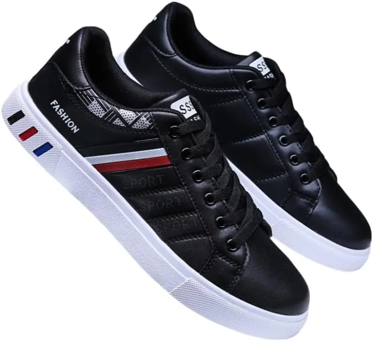 Men’s Trendy White Sports & Leisure Sneakers - Versatile Flat-Sole Board Shoes for Students Youth & Casual Wear