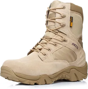 Men's Waterproof Hiking Boots Outdoor High Top Trekking Backpacking Mountaineering Shoes-Sand||EU40/US7.5