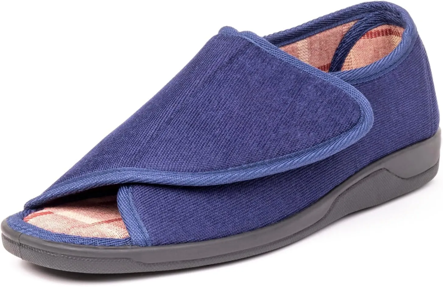 Men's Wide Furry 80-D Memory Foam Diabetic Slipper with Adjustable Closures, Wide Width Warm Plush Fleece Arthritis Edema Swollen Diabetic House Shoes Machine Washable w/Anti Slip Sole