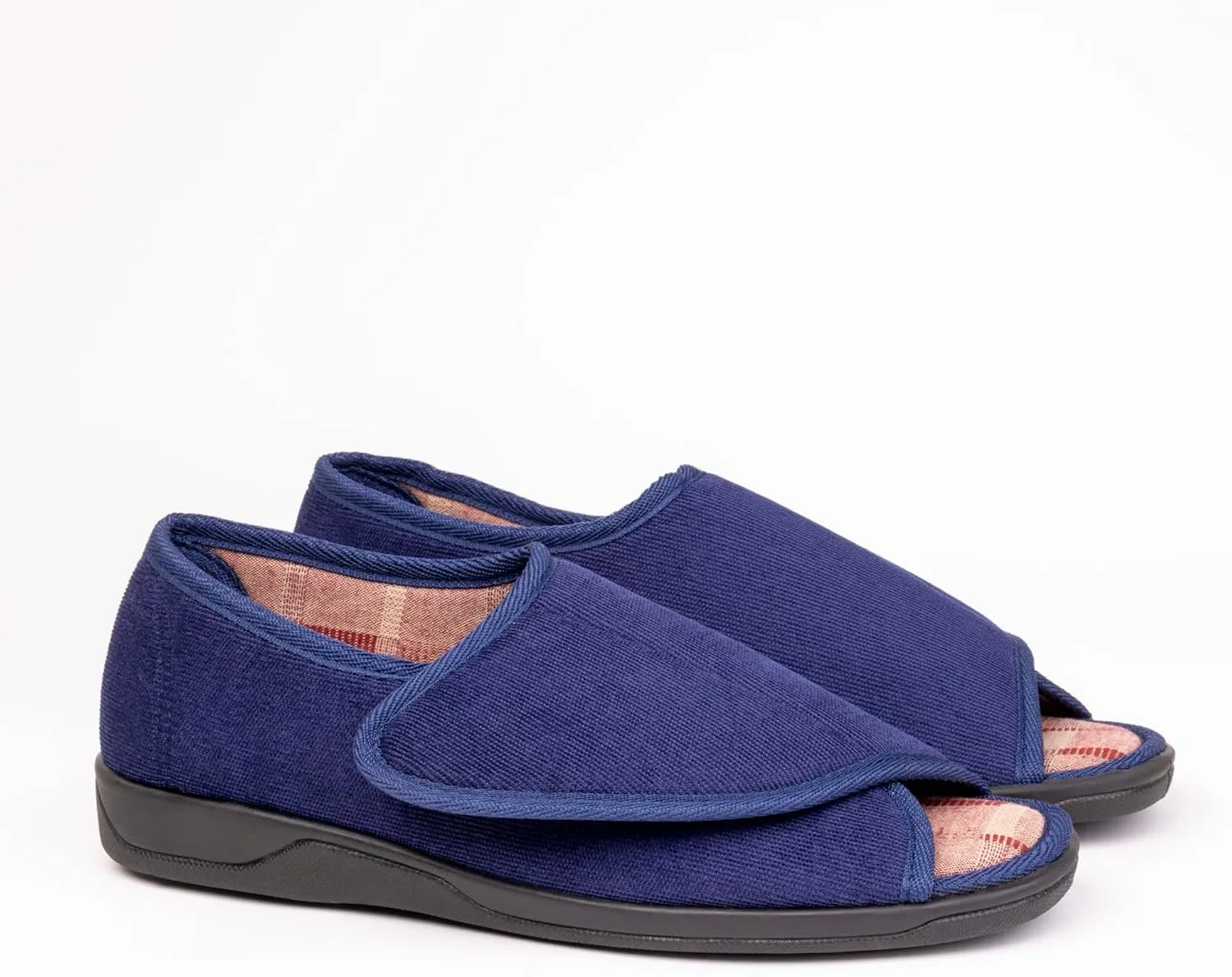 Men's Wide Furry 80-D Memory Foam Diabetic Slipper with Adjustable Closures, Wide Width Warm Plush Fleece Arthritis Edema Swollen Diabetic House Shoes Machine Washable w/Anti Slip Sole