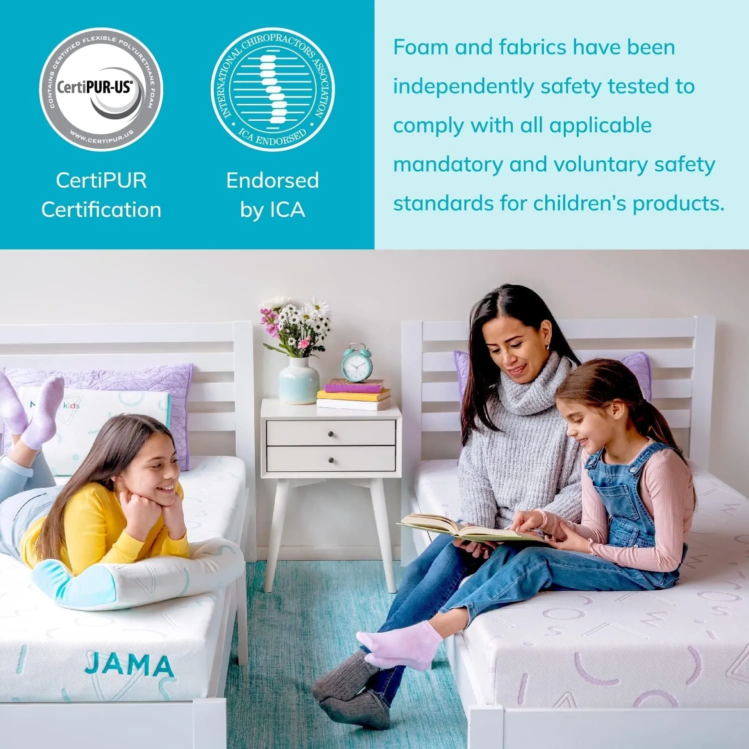 MLILY Kids Pillow for Sleeping, Adjustable Kids Memory Foam Pillow for Bed Set, Breathable and Cooling Pillows for Kids Boy Girl, CertiPUR-US Certified, 12x20 Inch, Blue-NEW2