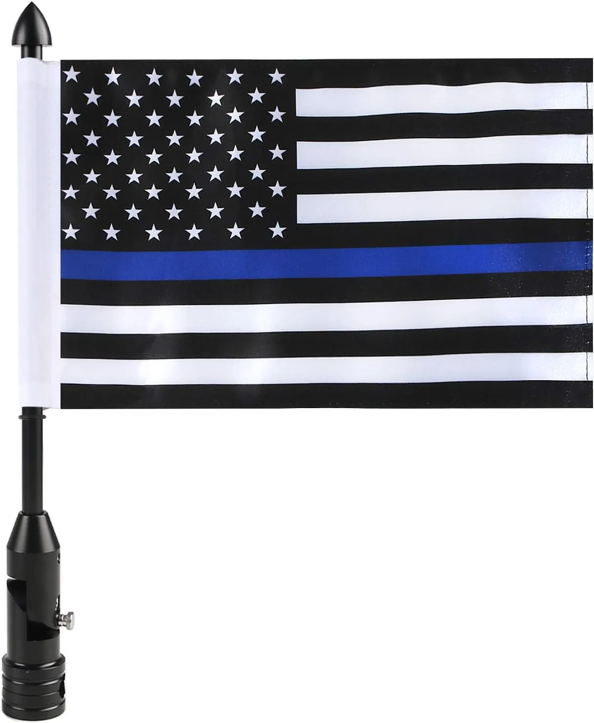 Motorcycle Flag Pole Mounts Fold Down 90° With Thin Blue Line American Flag Flip Down Holder Fit For 1/2'' Motorcycle Luggage Rack Harley Davidson Road King Touring Spring Honda Goldwing etc.