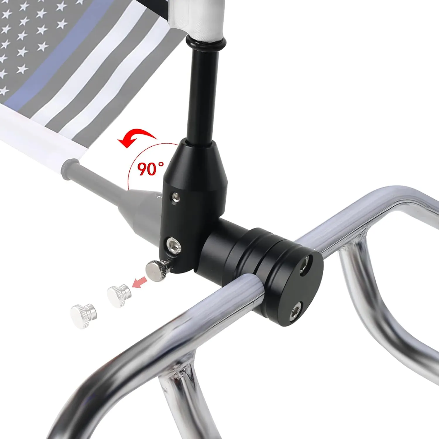 Motorcycle Flag Pole Mounts Fold Down 90° With Thin Blue Line American Flag Flip Down Holder Fit For 1/2'' Motorcycle Luggage Rack Harley Davidson Road King Touring Spring Honda Goldwing etc.