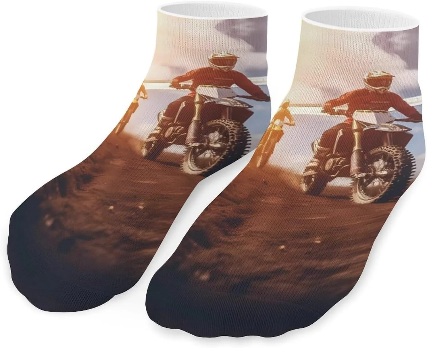 Motorcycle Motorsport Mountain Sunset Cute Ankle Socks 1 Pairs Low Cut No Show Sock Breathable Stocking for Men Women