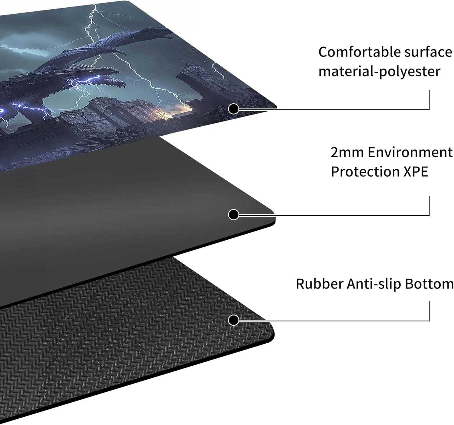 MTG Playmat Non-Slip Rubber Backing Printing Commander Board Game Desk Mat Duel Mat TCG PTCG Playmat 24x14 inches and Free Storage Bags (Dragon 01)