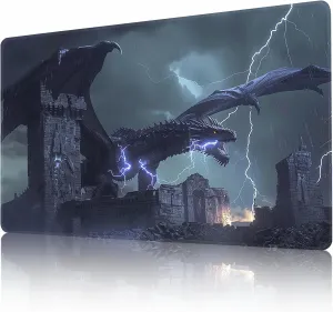 MTG Playmat Non-Slip Rubber Backing Printing Commander Board Game Desk Mat Duel Mat TCG PTCG Playmat 24x14 inches and Free Storage Bags (Dragon 01)