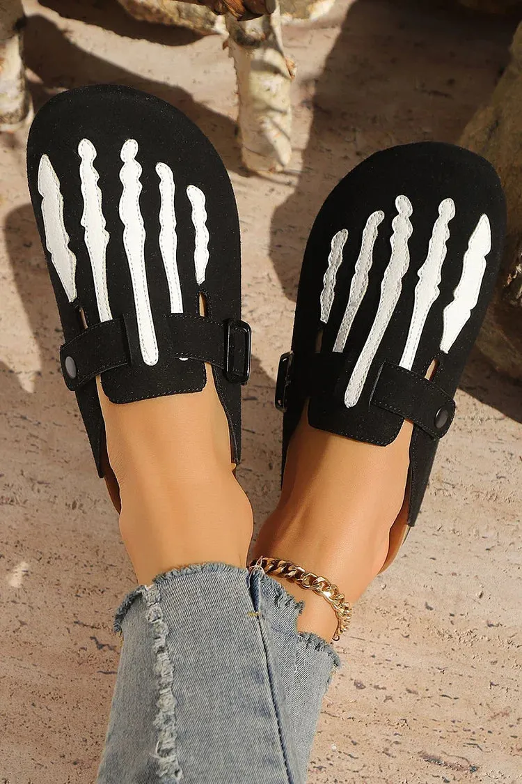 Mule Casual con Punta Rotonda in Faux Suede Colorblock e Fibbia