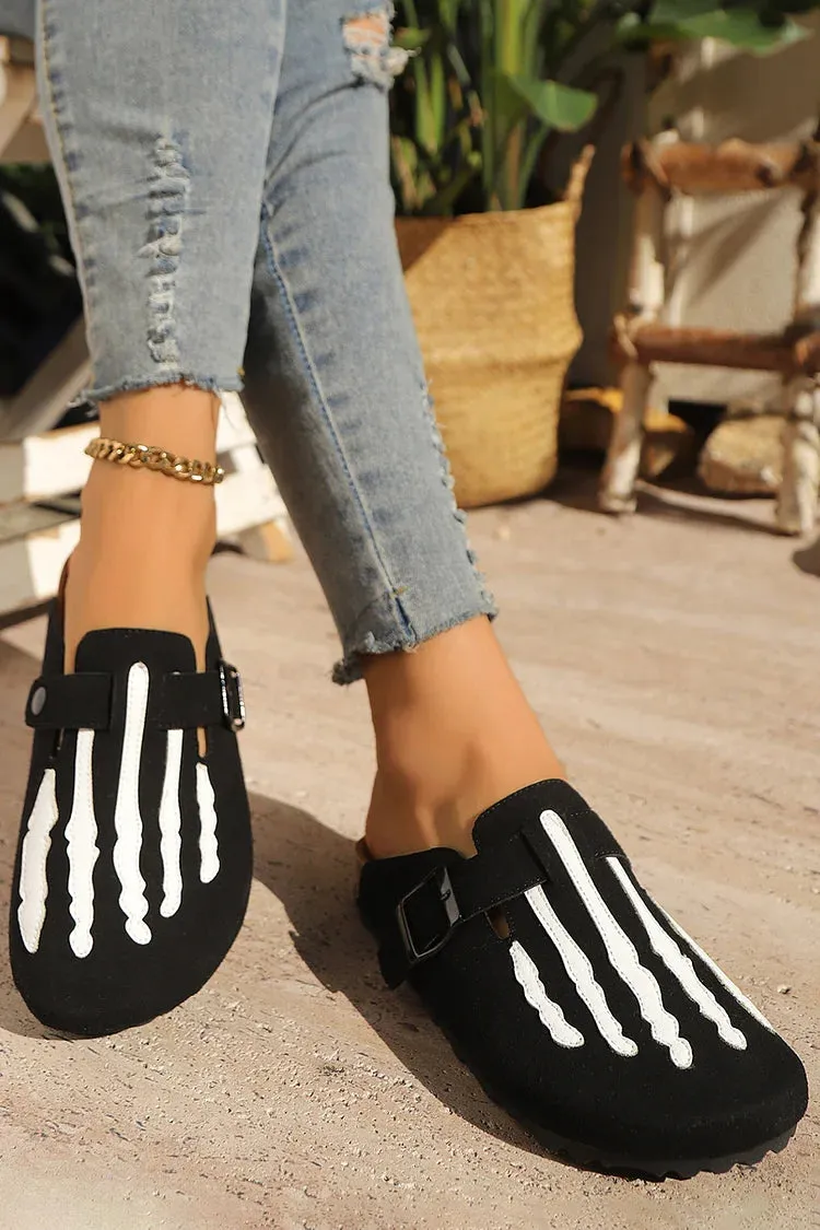 Mule Casual con Punta Rotonda in Faux Suede Colorblock e Fibbia