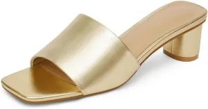 Mule Heels for Women Square Toe Chunky Low Heel Sandals Heeled Slides