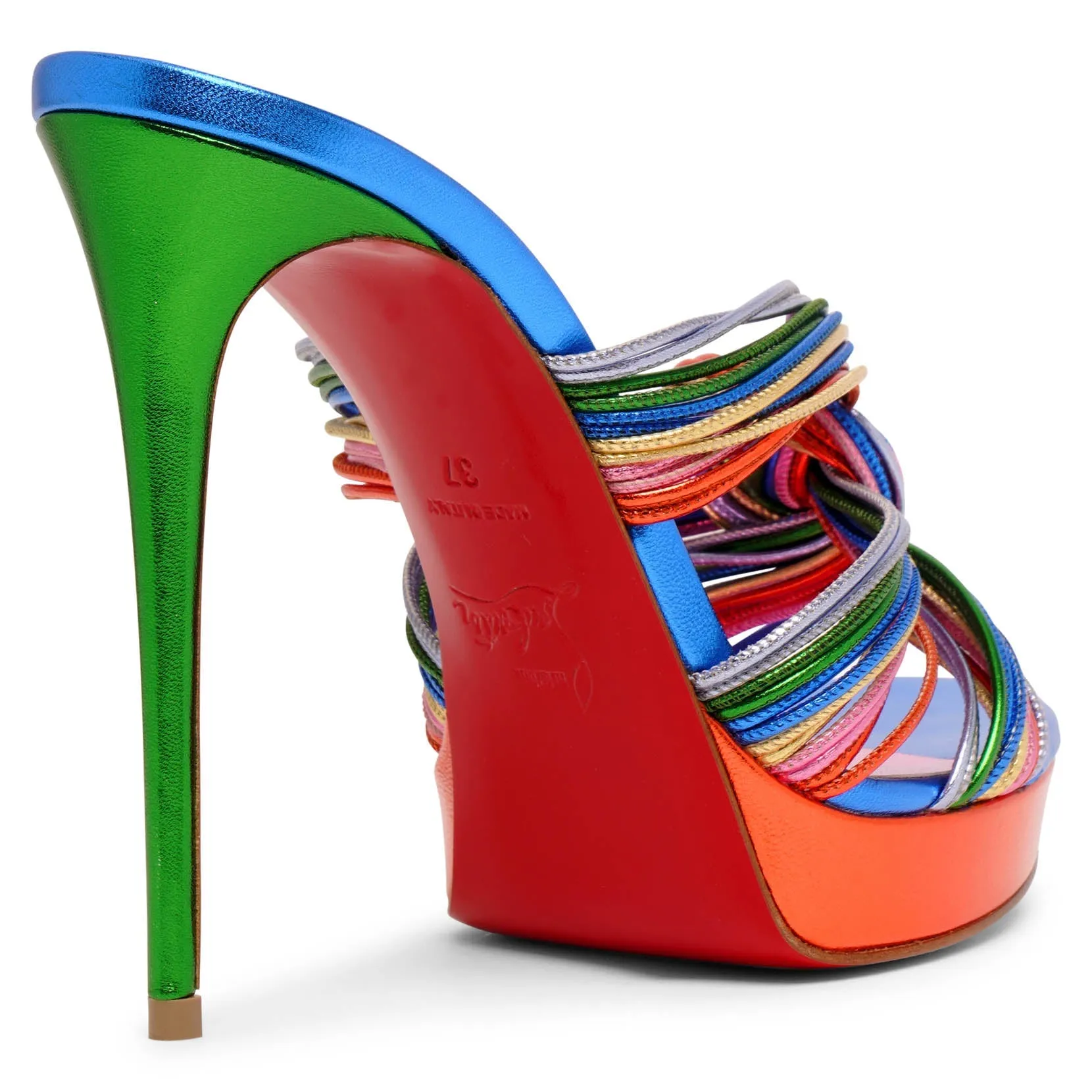 Multitaski alta confettis laminato mules
