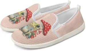 Mushroom Design Running Shoes Flats for Women Tennis Shoes Slip Resistant Work Shoes