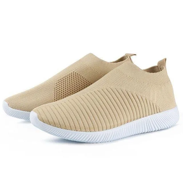 Nanccy Women's Crystal Breathable Orthopedic Slip-On Walking Shoes