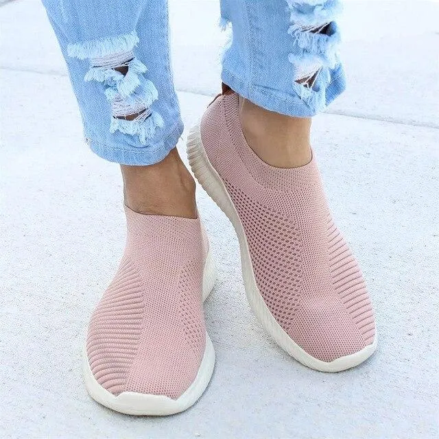 Nanccy Women's Crystal Breathable Orthopedic Slip-On Walking Shoes