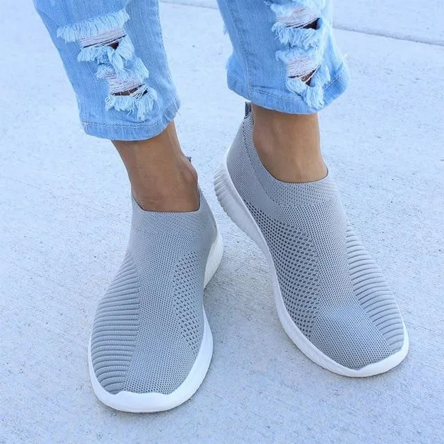 Nanccy Women's Crystal Breathable Orthopedic Slip-On Walking Shoes