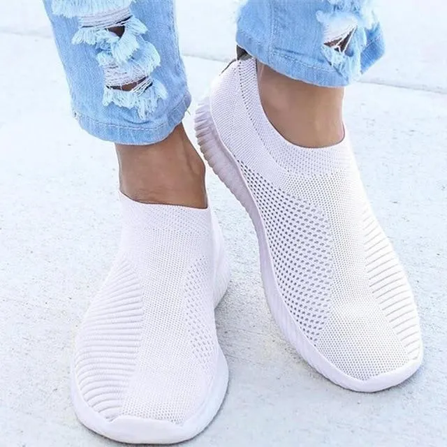 Nanccy Women's Crystal Breathable Orthopedic Slip-On Walking Shoes