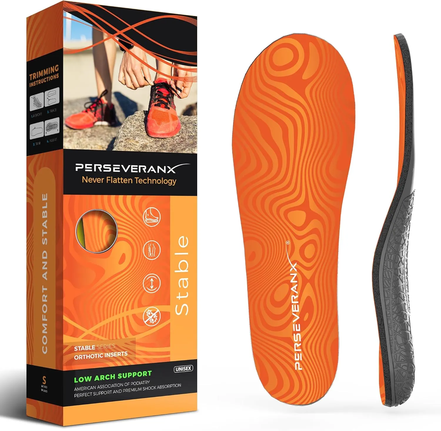 NASA Grade Insoles for Plantar Fasciitis for Women – Low Arch Support Inserts for Men – Orthotic Shoe Insoles to Relieve Flat Foot Pain & Provide Stability