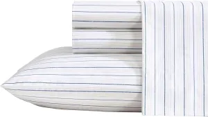 Nautica - Full Sheets, Premium Cotton Percale Bedding Set, Striped Bedding Set, Oeko-Tex Certified (Beaux Stripe Blue, Full)