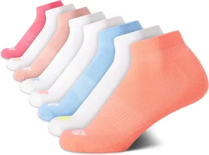 New Balance Girls' Performance Cushioned Low Cut Socks-8 Pairs-Breathable Mesh Arch Support