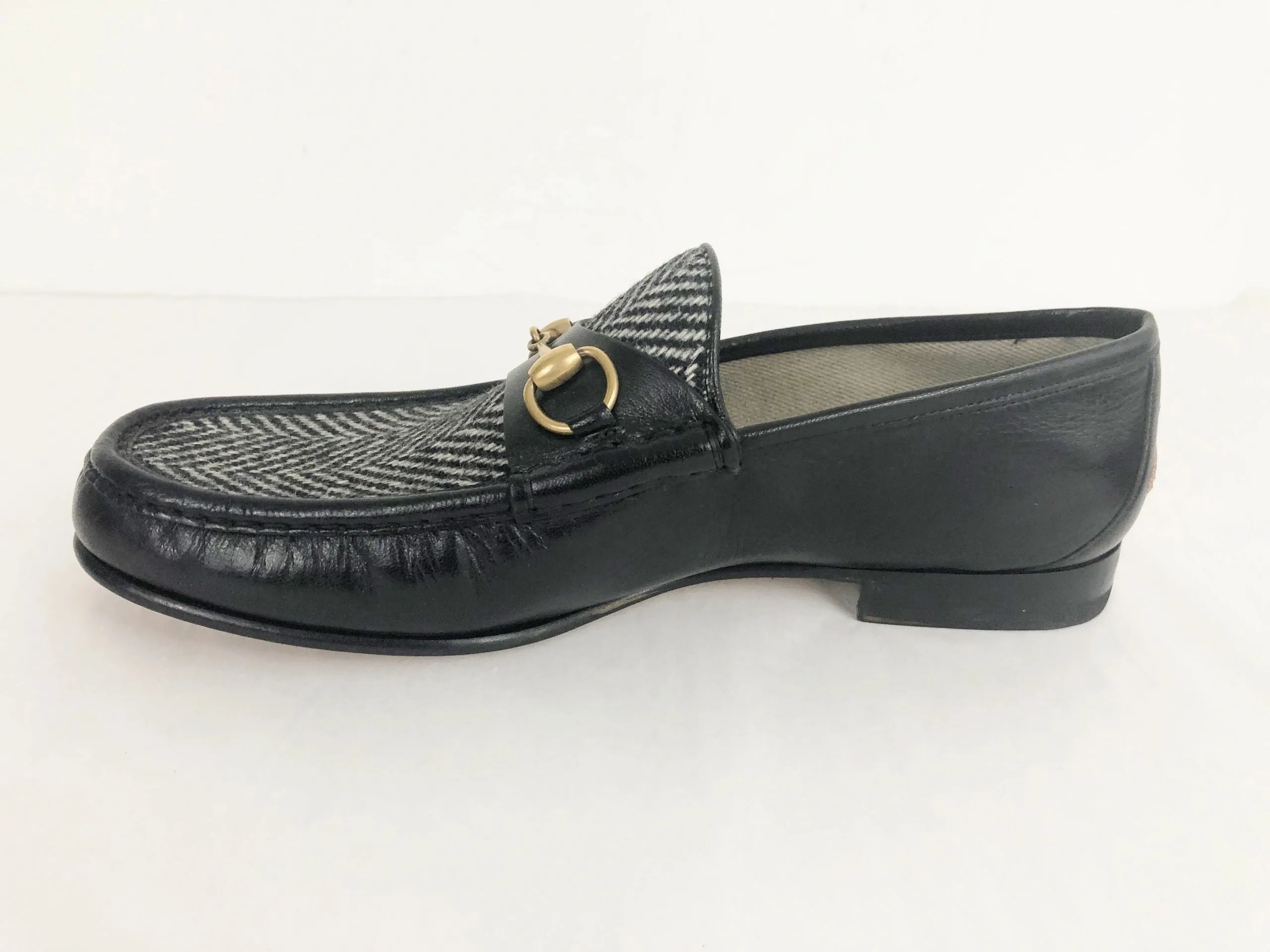 NEW Men's Gucci Horsebit Tweed & Leather Loafer Size 11