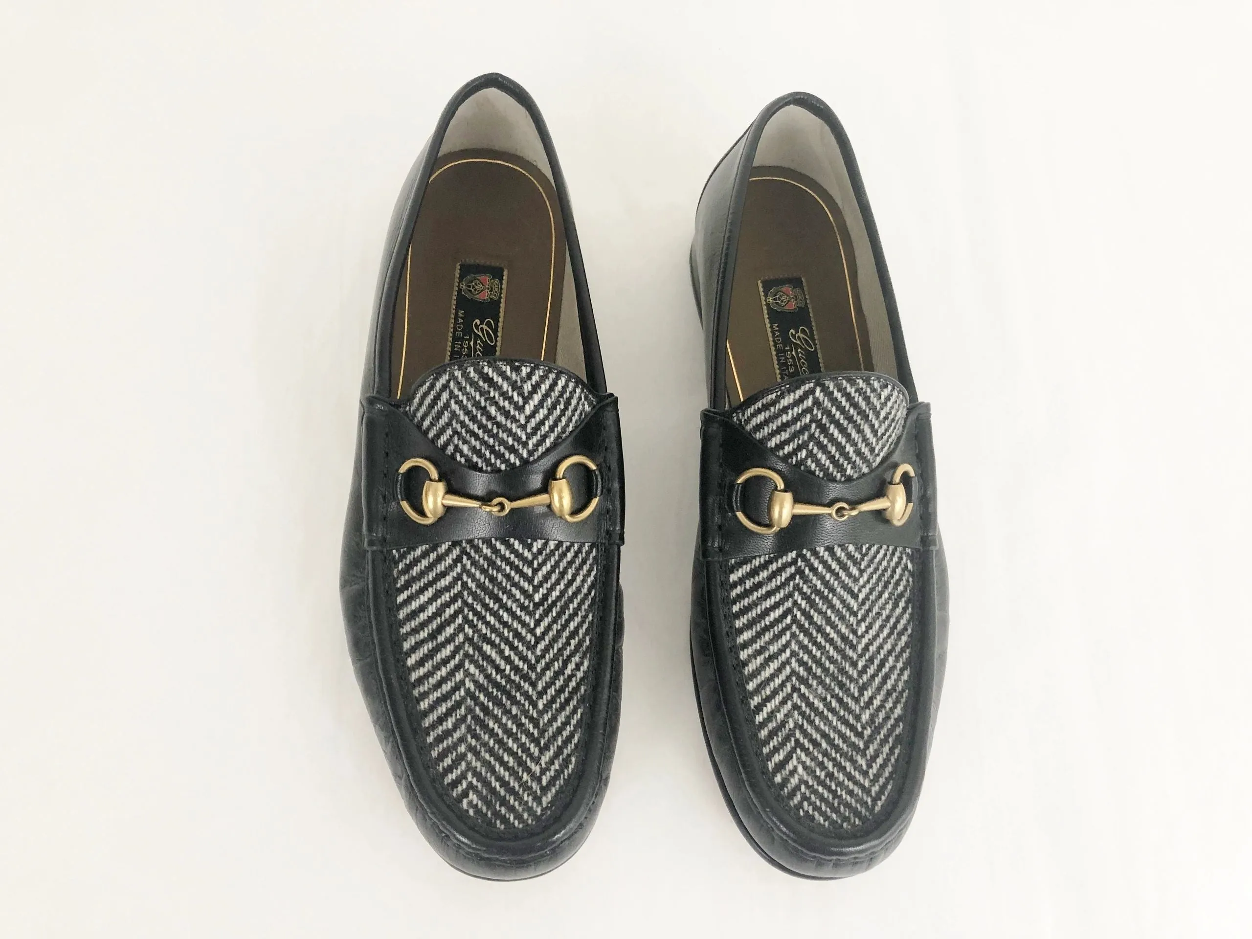 NEW Men's Gucci Horsebit Tweed & Leather Loafer Size 11