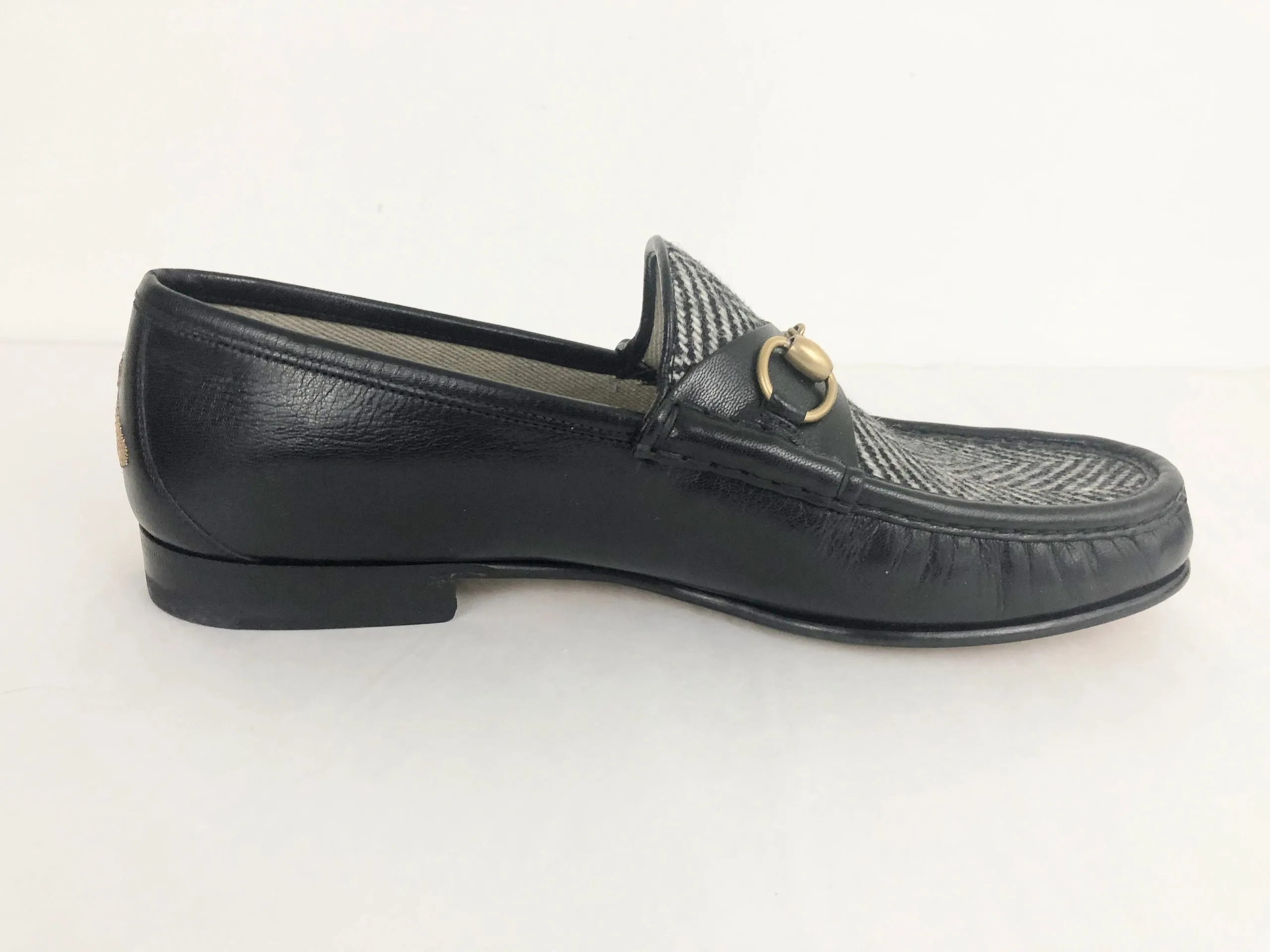 NEW Men's Gucci Horsebit Tweed & Leather Loafer Size 11