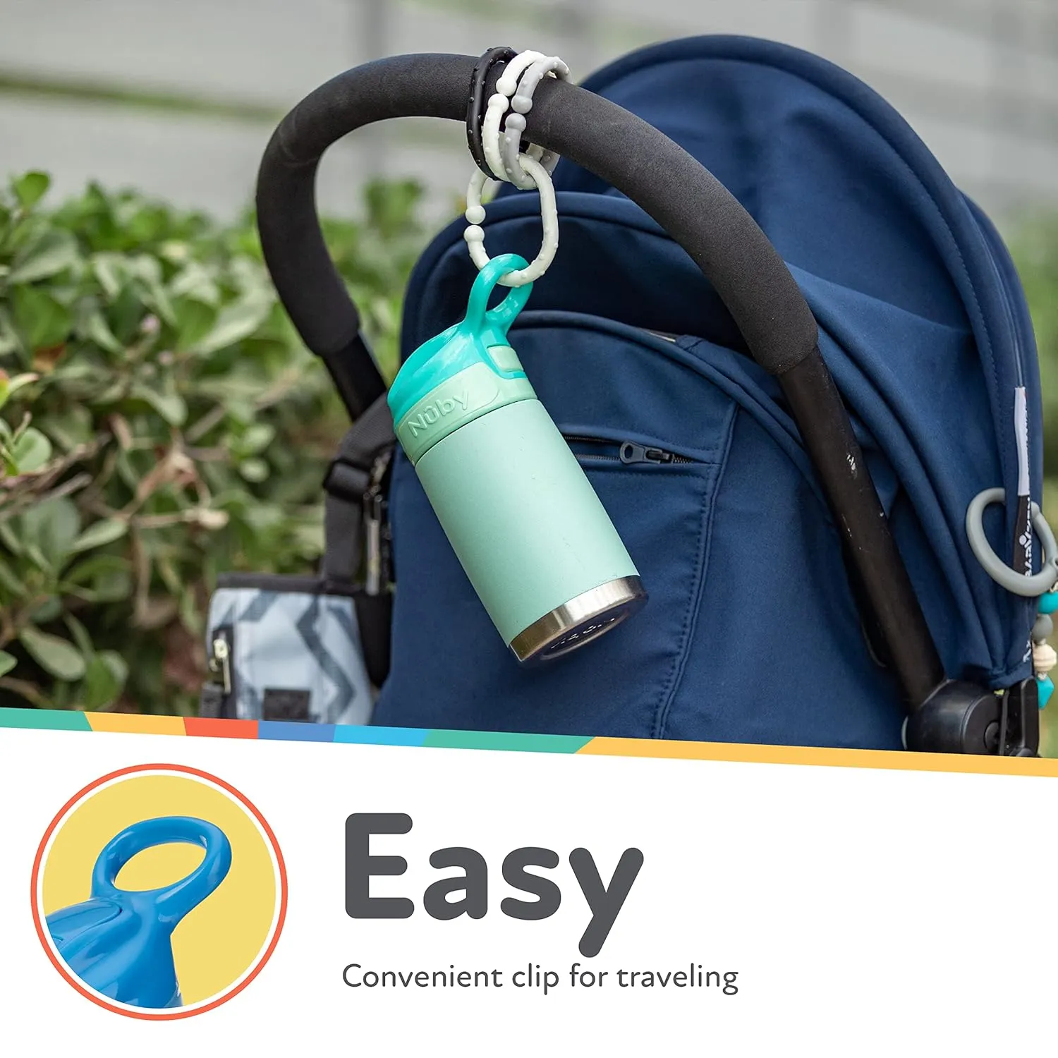 Nuby Thirsty Kids No Spill Flip-It Reflex Stainless Steel Travel Cup or Water Bottle - 10 Oz - 18  Months - White