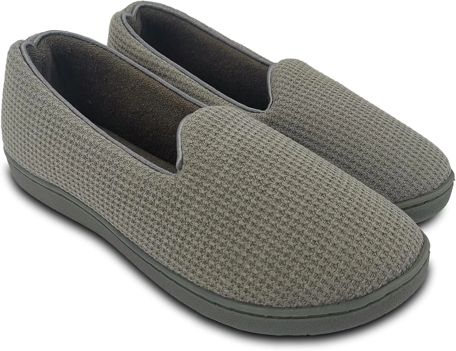 ofoot Womens Comfortable Memory Foam House Slippers Indoor Flat Shoes With Back Cotton Terry Cloth Lining Non Slip Soles
