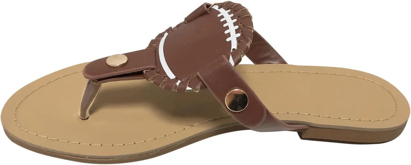 oiangi Sandals Women Dressy Summer Flats Cute Baseball Thong Clip Toe Flip Flops Lightweight Comfortable Beach Slipper Ladies Casual Shoes Sandalias para Mujer