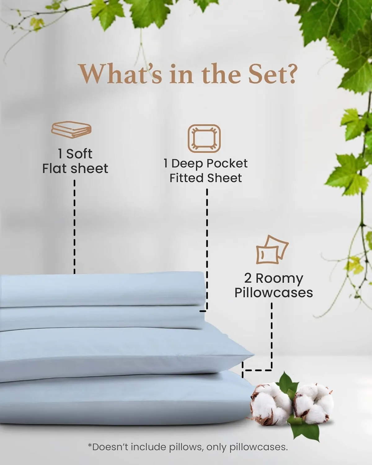 Olympic Queen Sheets Set, 100% Egyptian Cotton, Luxury 600 Thread Count, 4 Pc Super Queen Sheets Sets, Soft & Breathable, Snug Fit,16" Deep Pocket Fitted Sheet, 2 Pillowcases & 1 Flat Sheet,Light Blue