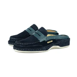OMOM388 : Leather Mule in Navy Suede Leather