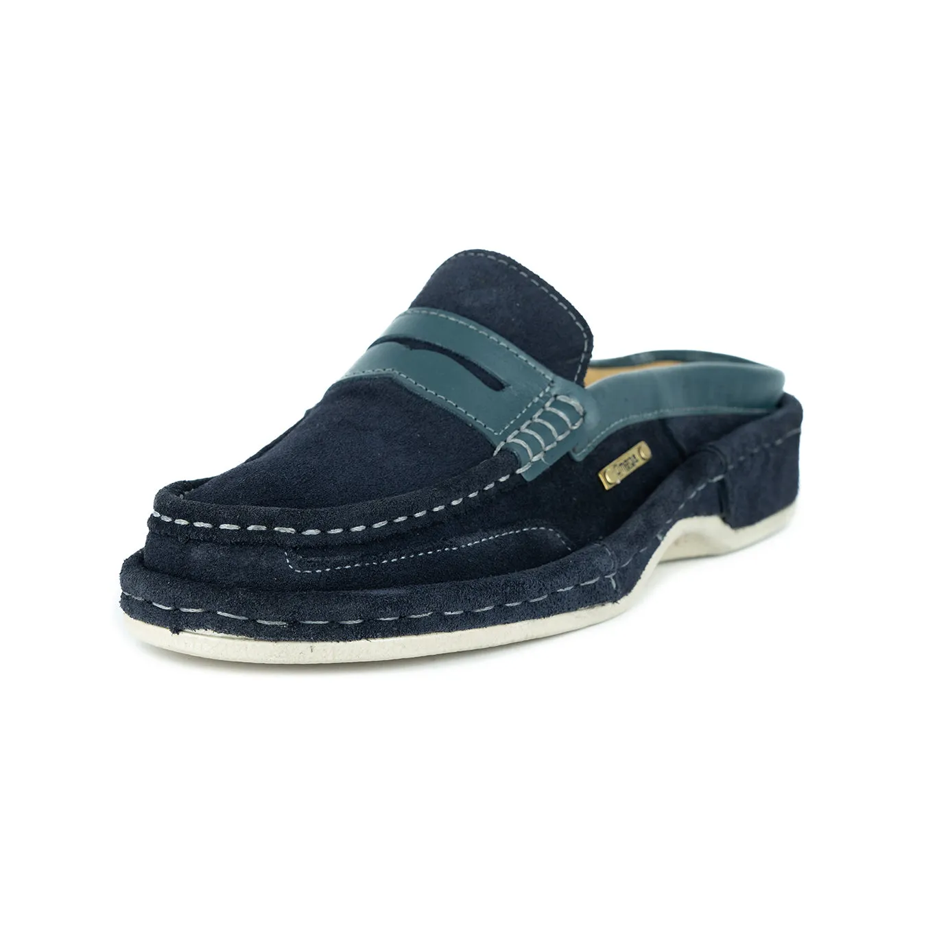 OMOM388 : Leather Mule in Navy Suede Leather