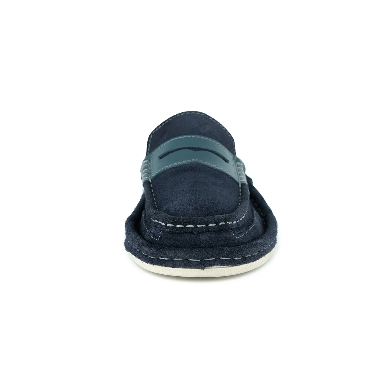 OMOM388 : Leather Mule in Navy Suede Leather