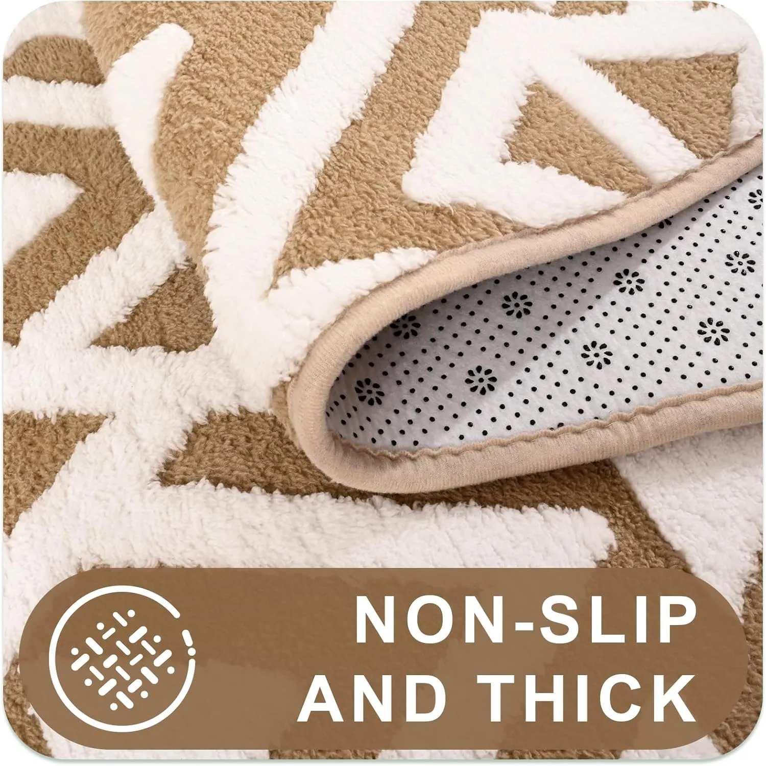 Ompaa Ultra Soft Shaggy Rugs Memory Foam Bedroom Carpet, Beige 4 x 6 Feet, Plush Geometric Textured Area Rugs for Living Room Couch Dorm Bedside Kids Girls Teens Room Nursery Decor Floor Mat