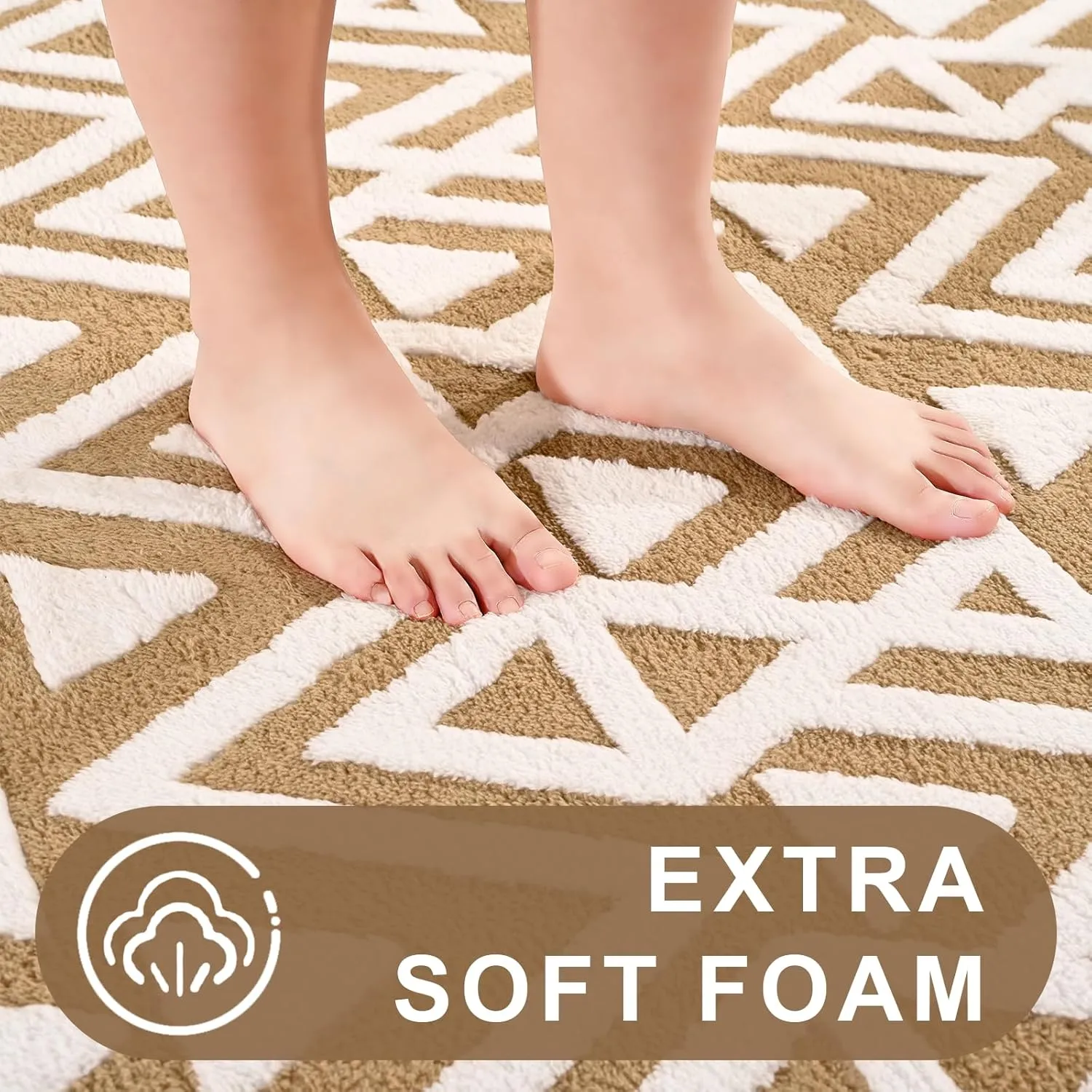 Ompaa Ultra Soft Shaggy Rugs Memory Foam Bedroom Carpet, Beige 4 x 6 Feet, Plush Geometric Textured Area Rugs for Living Room Couch Dorm Bedside Kids Girls Teens Room Nursery Decor Floor Mat